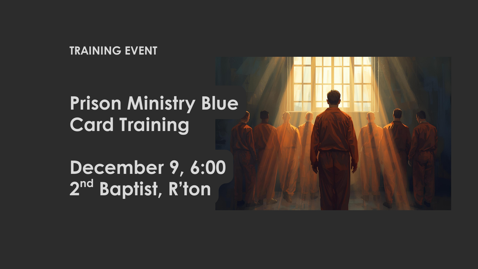 Prison Ministry Training Opportunity