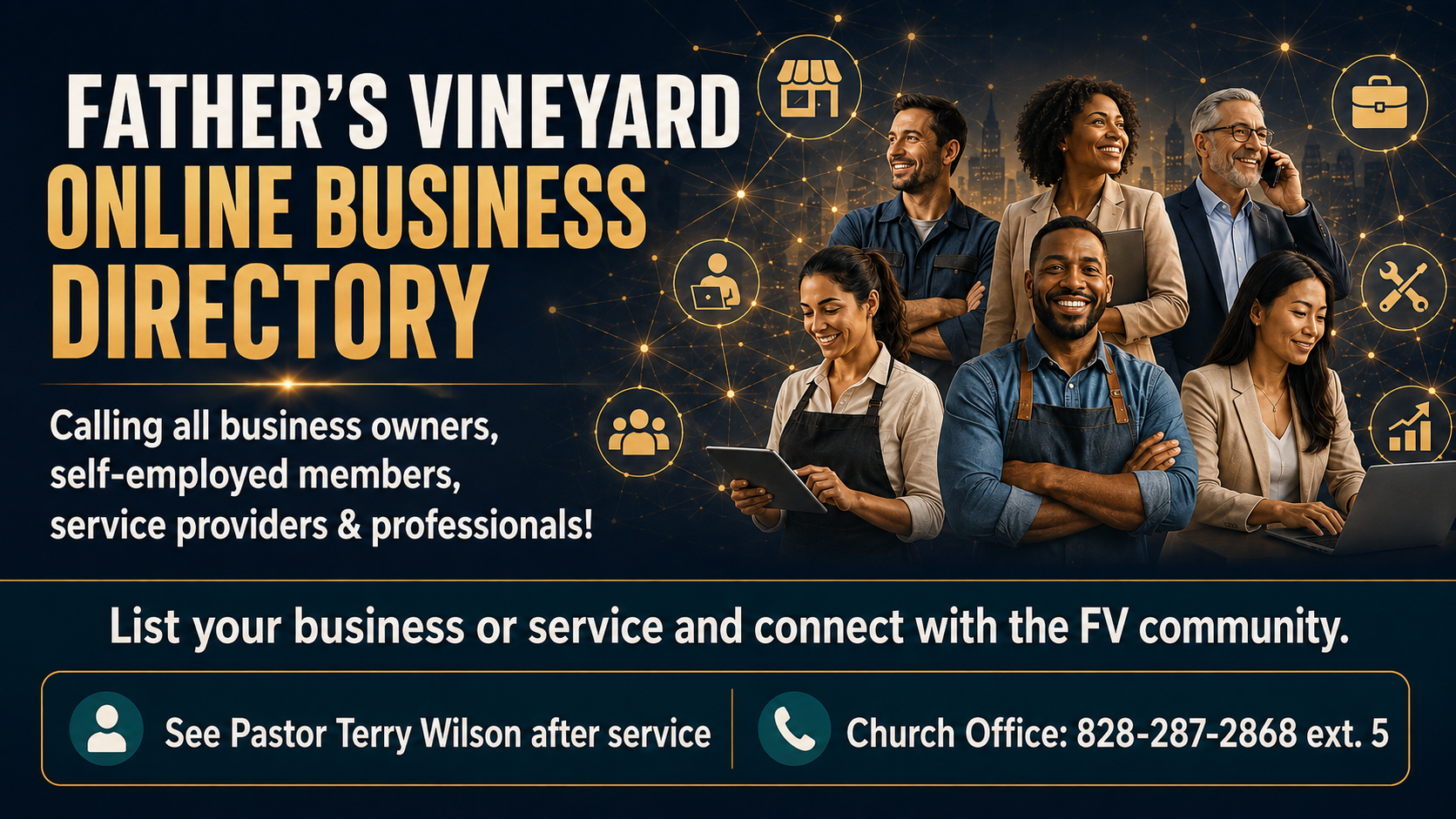Attention FV Member Business Owners. Join the Father’s Vineyard Business Directory!